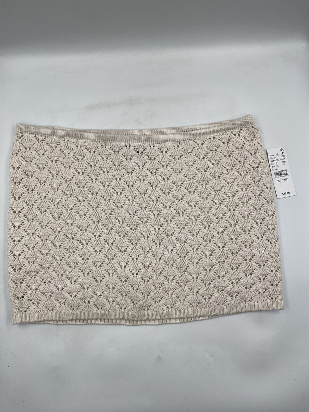 PacSun Ivory Crochet Mini Skirt Geometric Lattice Pattern Sz Small NWT